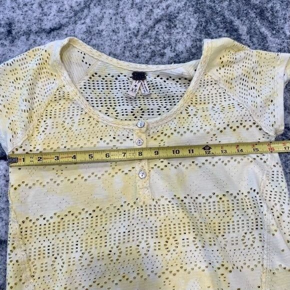 NWT Free People XS Yellow Burnout Distressed Tee Shirt Sunshine Top - Picture 7 of 10